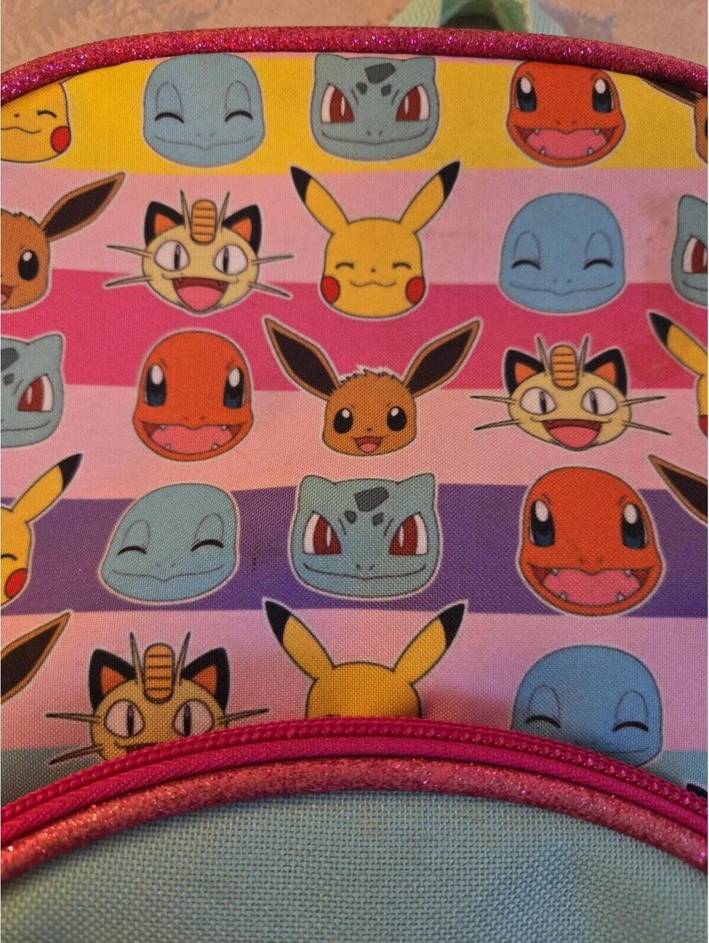 Vintage Pokemon Pikachu & Pichu Mini Backpack Teal Glitter Trim - Picture 5 of 6